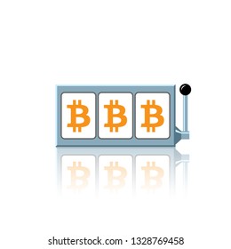 Bitcoin slot reels icon vector illustration