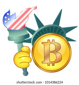 Bitcoin smail Statue of Liberty