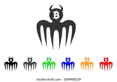 Bitcoin Spectre Devil icon. Vector illustration style is a flat iconic bitcoin spectre devil symbol with grey, yellow, green, blue, red, black color variants. Designed for web and software interfaces.