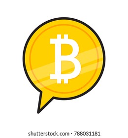 Bitcoin Speech Bubble Illustration. Cryptocurrency symbol concept.