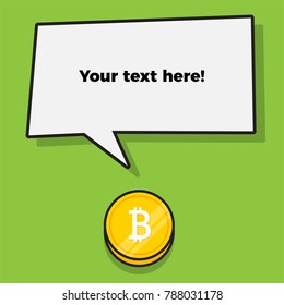 Bitcoin Speech Bubble Illustration with Text Box Template