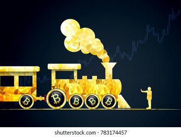 Bitcoin as a speeding train.Financial metaphor.