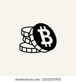 Icono de Vector de Bitcoin Stack que representa una pila de monedas de bitcoin. simboliza la criptomoneda, la moneda digital, la tecnología blockchain, Sitios web, App, presentaciones, infografías y criptomonedas.