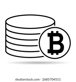 Bitcoin stack shadow coin, flat icon money design, cash sign vector illustration .