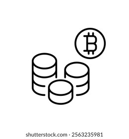 Bitcoin stacks. Secure digital treasure vault. Wealth and investment in the digital age. Pixel perfect vector icon