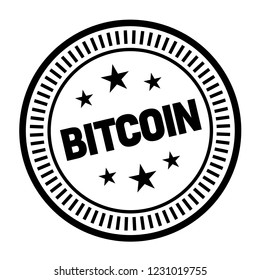 bitcoin stamp on white background. Sign, label, sticker.