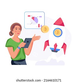A bitcoin startup flat illustration design 

