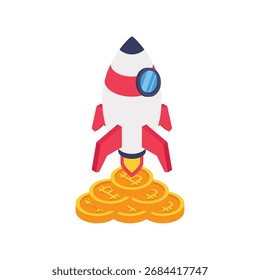 Bitcoin Startup Isometric vector Illustration 