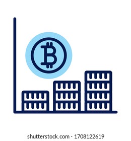 bitcoin statistics bars crypto currency line style vector illustration design