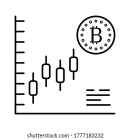 bitcoin with statistics bars crypto currency icon