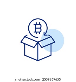 Bitcoin storage box, crypto payment and delivery box. Pixel perfect, editable stroke icon