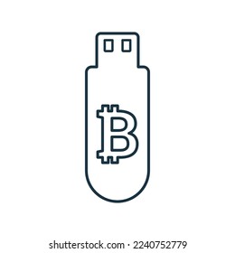 Bitcoin, storage, coin, cryptocurrency line icon. Outline vector.