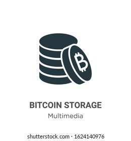 Bitcoin storage glyph icon vector on white background. Flat vector bitcoin storage icon symbol sign from modern multimedia collection for mobile concept and web apps design.