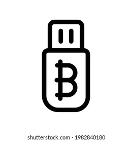 Icono de almacenamiento de bitcoin, gráficos del vector de línea