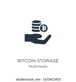 Bitcoin storage icon vector. Trendy flat bitcoin storage icon from multimedia collection isolated on white background. Vector illustration can be used for web and mobile graphic design, logo, eps10