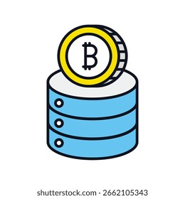 Icono de almacenamiento de Bitcoin con fondo blanco Vector Ilustración de stock