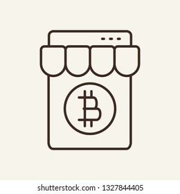 Bitcoin store line icon. Retail, cryptocurrency, shop. Bitcoin market concept. Can be used for topics like virtual money, investment, purchasing bitcoin