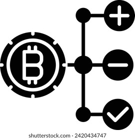 Bitcoin structure solid and glyph vector illustration