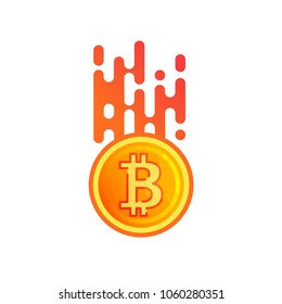 Bitcoin stylized vector logo Cryptocurrency illustration isolated on white background. Trading, become a crypto owner.