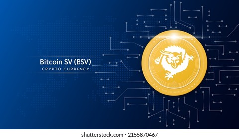 Bitcoin SV-Münz-Kryptowährung-Token-Symbol Kryptowährung mit Börseninvestitionshandel. Münzsymbol auf dunklem Hintergrund. Finanzierungskonzept für Wirtschaftstrends 3D-Vektorgrafik.