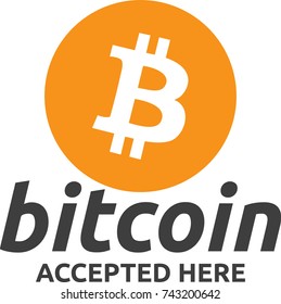 Bitcoin Symbol Bitcoin Accepted Here Cryptocurrency Stock Vector ...