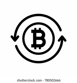 Bitcoin symbol with circle arrows. bitcoin icon for cryptocurrency. vector