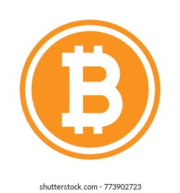 Bitcoin symbol in the circle flat design vector illustration