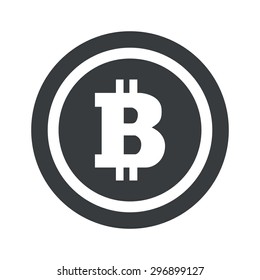 Bitcoin symbol in circle, on black circle, isolated on white