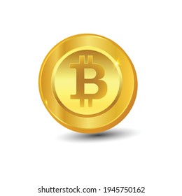 Bitcoin symbol with a circular border and colored gold