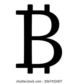 Bitcoin symbol. Crypto currency black sign. Virtual money. Vector isolated on white background