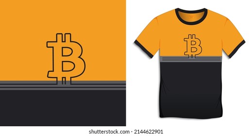 Bitcoin symbol, crypto currency design for t-shirt, for print, flat design vector