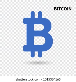 Bitcoin symbol in flat design for internet money. The symbol of the virtual currency. Vector illustration isolated on transparent background.
