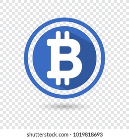 Bitcoin symbol in flat design for internet money. The symbol of the virtual currency. Vector illustration isolated on transparent background.