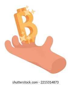 símbolo de bitcoin en la mano