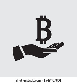 Bitcoin symbol In Hand, Vector icon