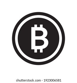 Bitcoin Symbol Icon, Black And White Design. Crypto Payment. Vector Illustration