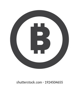 Bitcoin symbol icon, black and white design. Crypto payment. Vector illustration