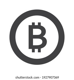 Bitcoin symbol icon, black and white design. Crypto payment. Vector illustration