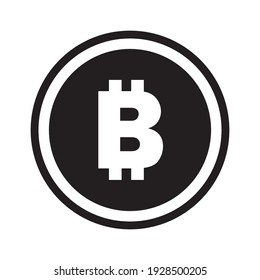 Bitcoin symbol icon, black and white design. Crypto payment. Vector illustration