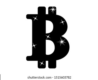 Bitcoin, symbol. Icon, flat design for any purposes. Social media illustration, silhouette, vector