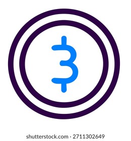 Icono de símbolo de Bitcoin. Una Ilustración vectorial lineal de bitcoin aislado sobre fondo blanco.