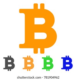 Bitcoin Symbol icon. Vector illustration style is a flat iconic bitcoin symbol symbol with gray, green, blue, yellow color variants. Designed for web and software interfaces.