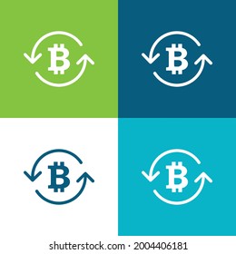 Bitcoin Symbol Inside Circulating Arrows Flat four color minimal icon set