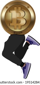 bitcoin symbol with jumping legs