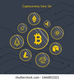 Bitcoin symbol. logo. ripple. neo. litecoin. mining logos. cardano. eos. crypto logos. block chain. bitcoin. cryptography. Bitcoin blockchain cryptocurrency icons