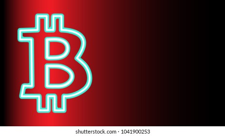 BITCOIN SYMBOL neon red BACKGROUND VECTOR ILLUSTRATION