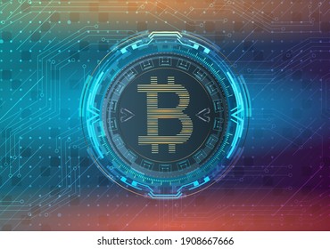 Bitcoin symbol on an abstract background.Digital currency concept.