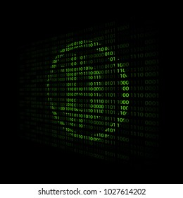 bitcoin symbol on binary code background