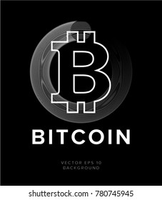 Bitcoin symbol on black background.