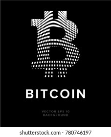 Bitcoin symbol on black background. 